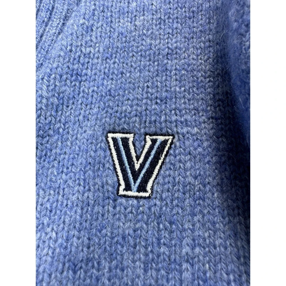 Irelands Eye 100% Wool Sweater Mens Small Blue 1/4 Zip High Neck Villanova